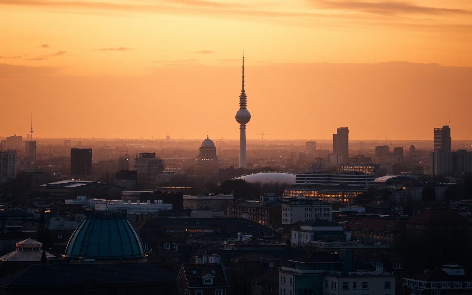 Berlin skyline at golden hour